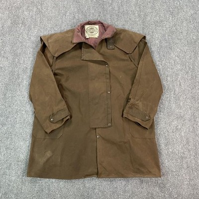 Driza-Bone Coat Mens XL Brown Short Coat Oilskin Waxed Cotton Riding Outback