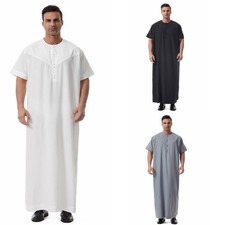 Middle East Men Muslim Clothing Saudi Jubba Kaftan Abaya Thobe Long Dress Robe