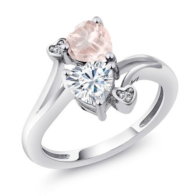 1.55 Cttw Rose Rose Quartz Ring For Women | 925 Sterling Silver | Heart Shape