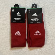 Adidas Youth Over The Calf Red Baseball Socks Size XS NWT 2 Pair