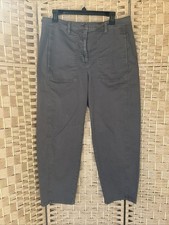 EILEEN FISHER Organic Linen Ankle Lantern Pants Women Lagenlook L Olive Green