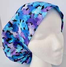 Purple Blue Butterfly Print Medical No Band Bouffant Scrub Cap Surgery Hat