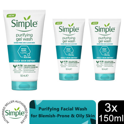3 x 150ml einfache tägliche Haut Detox reinigende Gesichtswäsche