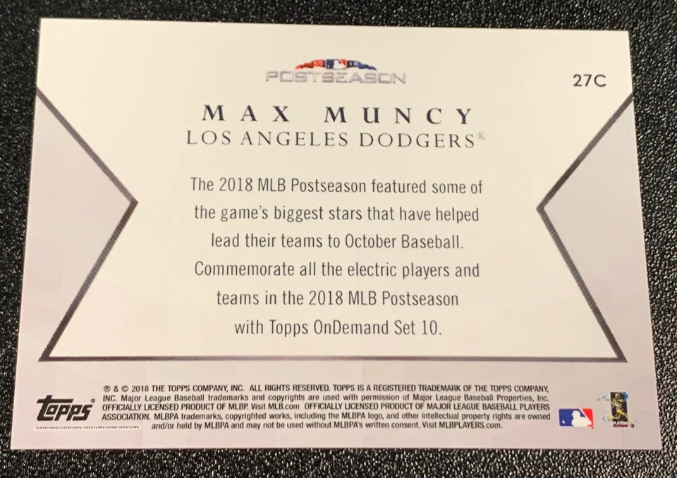 Max Muncy 2018 Topps On Demand Postseason XRC Black Parallel #'d /5 Rookie SSP! - Image 2 of 3