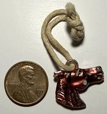 Vintage Pink Metallic Horse Head Cracker Jack Charm 1C