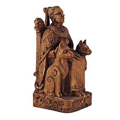 Dryad-Design-Seated-Norse-Goddess-Freya-Statue-Wood-Finish