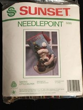 Sunset Needlepoint 5095 Santa  s Little Helper Ruth Morehead Stocking NEW