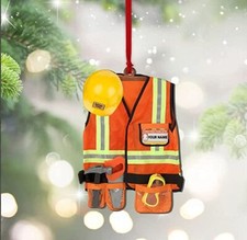 Personalized Construction Worker Costume Ornaments, Car Decor Hanging , Proud Wo