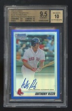 BGS 9.5 ANTHONY RIZZO 2010 BOWMAN CHROME RC AUTOGRAPH BLUE REFF 007/150 QUAD 9.5
