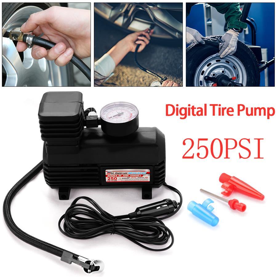 250 PSI 12V Digital Tire Pump Auto Air Compressor Car Tire Inflator Gauge