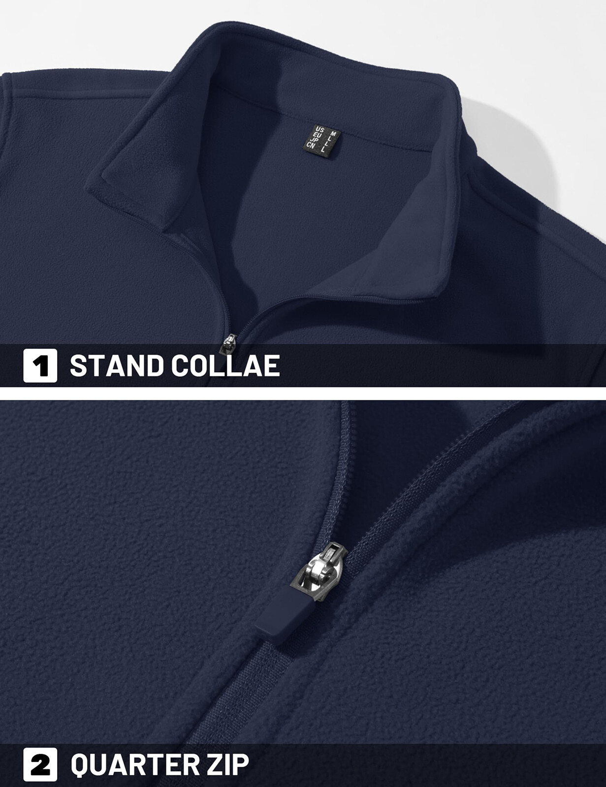 Mens 1/4 Zip Pullover Fleece Jacket Long Sleeve Warm Casual Athletic Sweatshirts