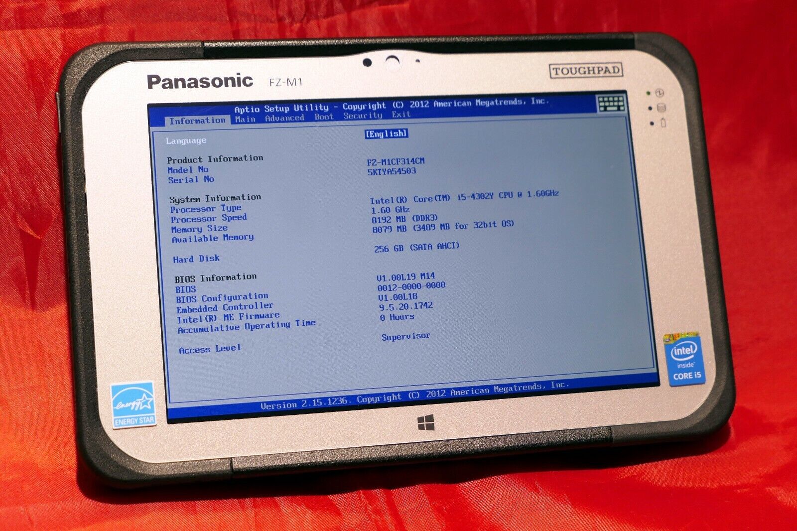 ▲ Panasonic Toughpad FZ-M1 - 1.60GHz Core i5 - 256GB - 8GB RAM - Lan RJ45 ▲  Mint