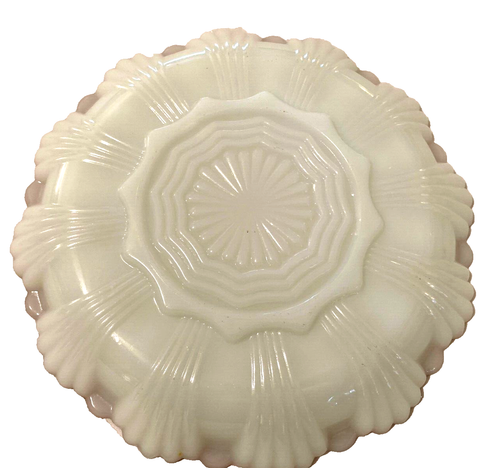 Anchor Hocking White Gold Trim Milk Glass Deviled Egg Plate 12 Slots 10" Vtg #E2 - Picture 4 of 8