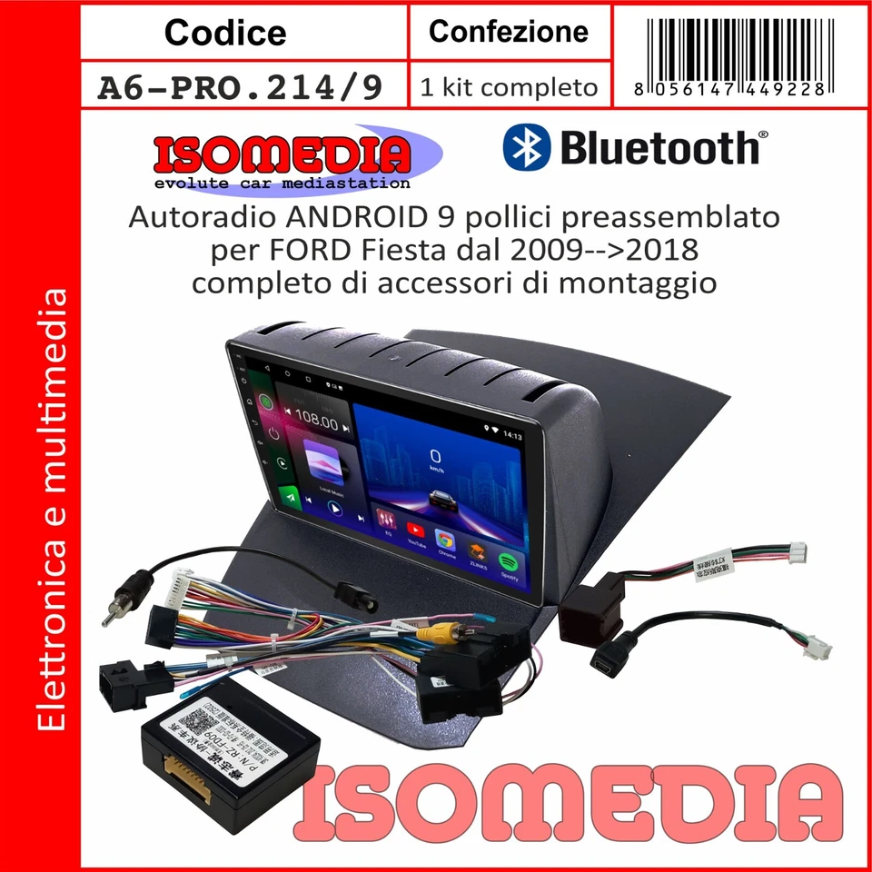 AUTORADIO ANDROID 9" FORD FIESTA 2009 AL 2018 + CAN BUS. KIT 4 + 64GB - Immagine 4 di 4