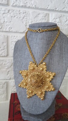 Vtg  Adele Simpson necklace gold rare fragrance dispenser large statement, book 