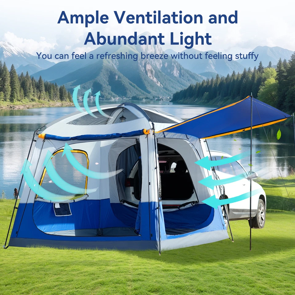 Tienda SUV H&ZT para camping, tienda de campaña para coche para 6 personas 8,2'*8,2'*87 pulgadas (H) con 2 porches Foto 4 de 4