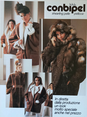 Advertising Cutout Italy 1987 FUR FUR CONBIPEL LEATHER