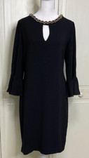 London Times Women’s  Little Black Dress 3/4 Bell Sleeve Size 14 Sheath Cocktail