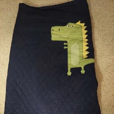 POTTERY BARN KIDS navy green Dinosaur TWIN Quilted comforter w sham