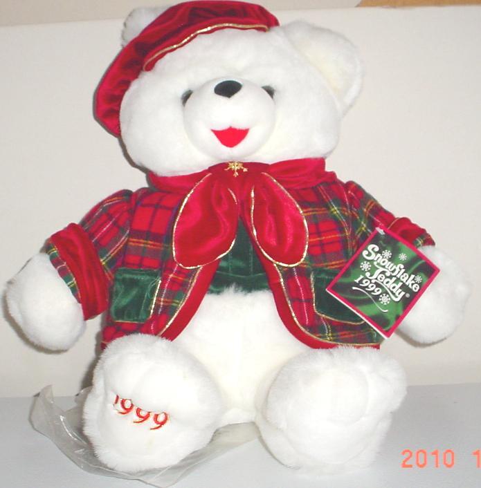 1999 WalMART CHRISTMAS Snowflake TEDDY BEAR White Boy 22