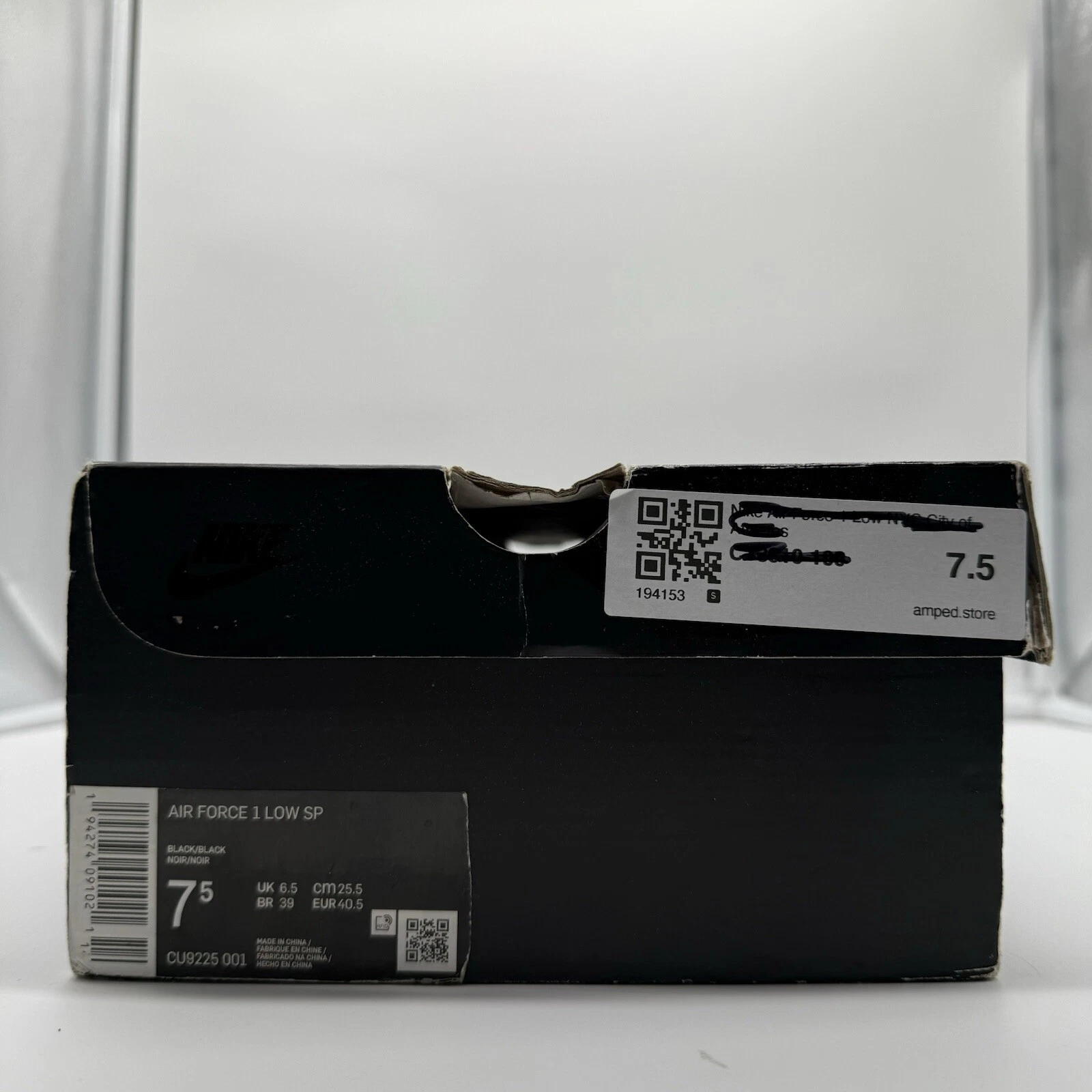 Taille 7,5   Logo Nike Air Force 1 Low x Supreme Box   Noir BOITE SEULE !