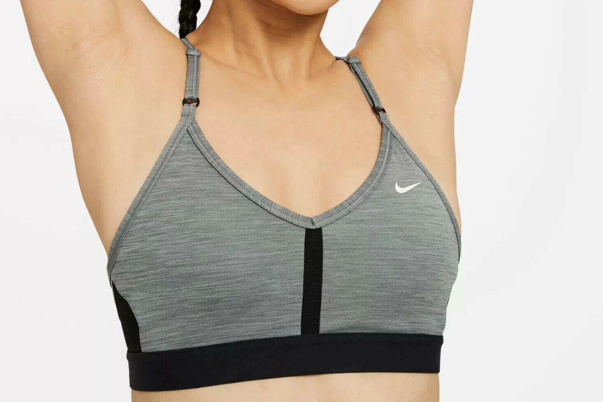 Nike Women's Indy Grey/Black LS Padded V-Neck Sports Bra (CZ4456-084) Size  S/XL