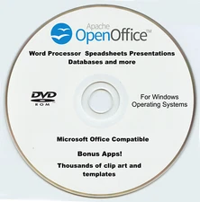 Open Office DVD Compare to Microsoft Word Processor Excel Spreadsheet Windows