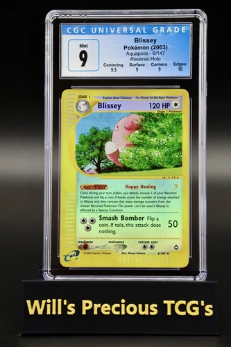 CGC 9 Blissey 6/165 Aquapolis 2003 Reverse Holo Pokémon Card E-Series WOTC Mint