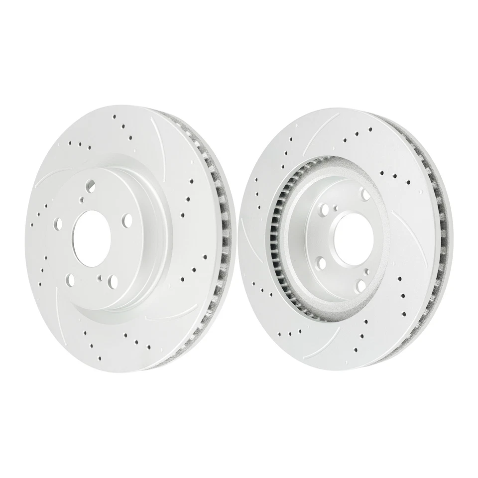 Rotores de disco perforados de freno delantero + pastillas de freno de cerámica para Toyota Camry 2007-2017 Foto 2 de 4