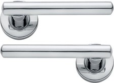Howdens Bertelli Riva Door Lever Handles Round Rose Polished Chrome - UK Quality
