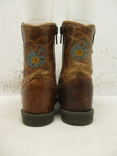 Stivali western da cowboy Shyanne bambino taglia 6 D in pelle marrone con zip floreale stile 43833T - Foto 6 di 15