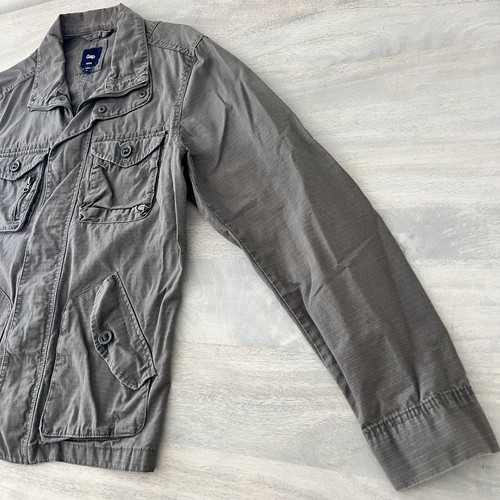 GAP Military Cargo Utility Zip Up Jacket Gray Mens Small Y2K 2000s - Picture 6 of 12
