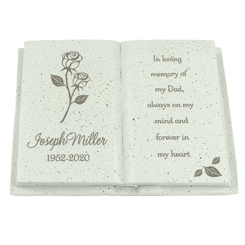 Personalised Memorial Grave Stone Book Ornament Engraved In Loving Memory - Picture 4 of 4
