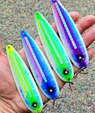 4pc Lot - UV Holo Super Glow Salmon Trolling Spoons Fisher Tackle moonshine