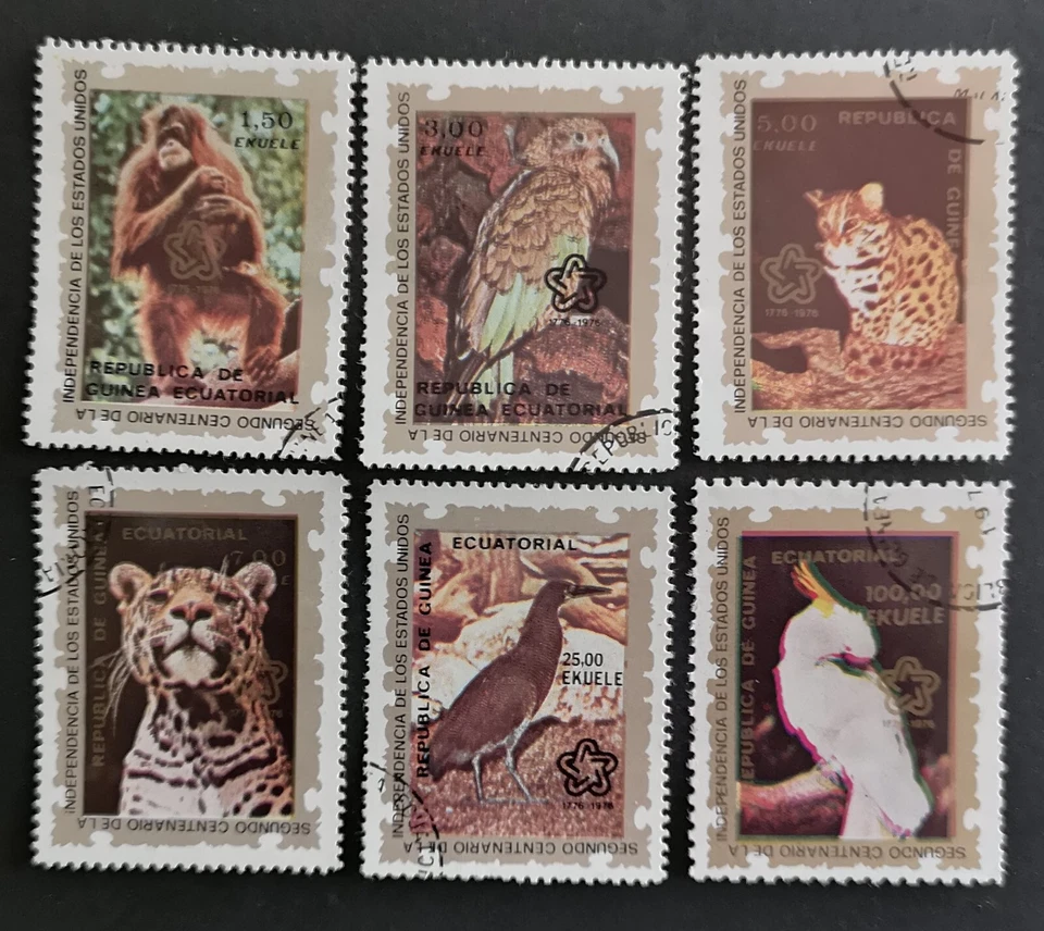 Satz Briefmarken o. Airmail, 1976 Tiere, Wildtiere, Äquatorial Guinea,gestempelt - Bild 1 von 1