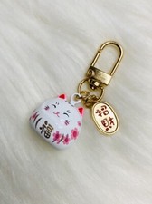 Japan Maneki Neko Lucky cat keychain bag charm Chime Bell Good Luck Fortune