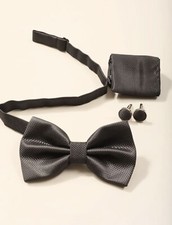 3 Piece Bow Tie, Cufflink and Pocket Square Set