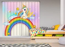 3D Cartoon Unicorn Star ZHUA510 Photo Curtain Window Blockout Fabric Amy 2023