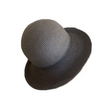 Cappellli Black Woven Sun Hat Beach Paper Fiber One Size
