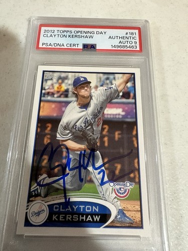 2012 Topps Opening Day - Clayton Kershaw #181 Auto PSA Authentic Auto 9 Rare LA