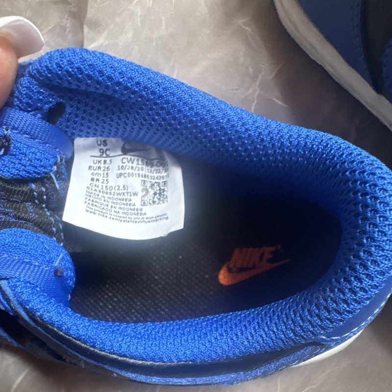 Nike Blue/Black Low Top Lace-Up Leather Sneakers Boys US 9C EU 26 CW1589-400