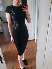 Stella McCartney EU 38 US 2 Black Short Sleeve Mesh Floral Sheath Dress