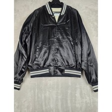 Vintage Horizon Sportswear Bomber Jacket Mens XL Black Satin Cheverolet USA Made