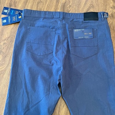 NICKEL IRON MODERN SLIM TAPER STRETCH PANTS MENS 38x32 BLUE CHINOS