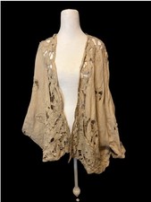 Vintage Table Upcycled To A Cardigan/Kimono Very Thick Linen Masterpiece