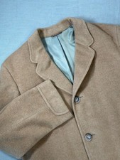 Vtg Men’s 100% Cashmere Overcoat Sz L USA Made Classic Luxe Beige Topcoat Formal