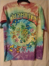 Grateful Dead tie dye spiral bear 100% cotton T shirt Size large great colors