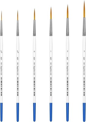 XDT#830 Rigger Artist Paint Brush 6 Piece Set Extra Long Fine Point Liner