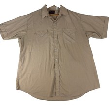 Vtg Plains Western Wear Mens XL Cowboy Shirt Pearl Snap Light Brown Rockabilly