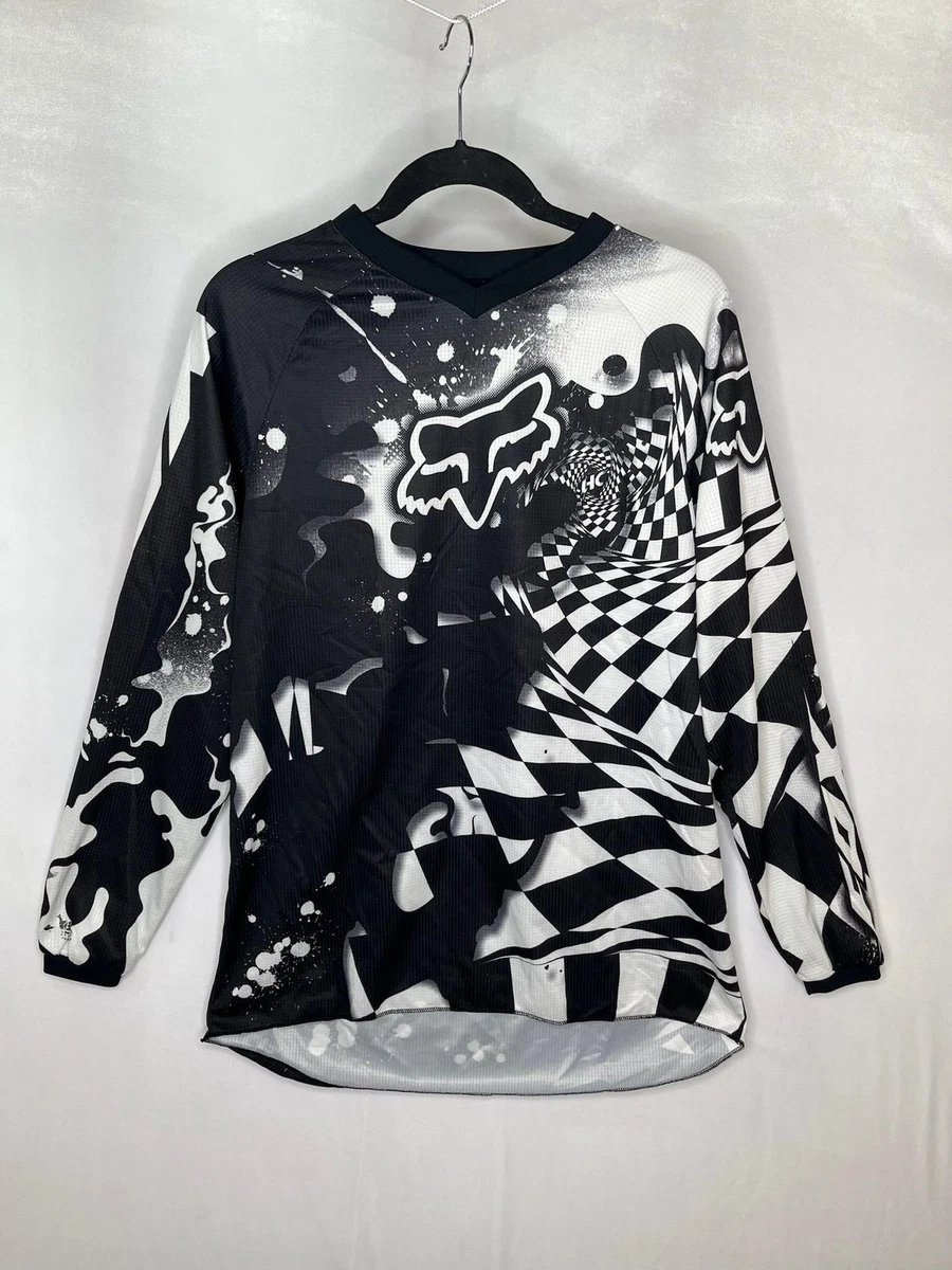 【希少】FOX RACING モトクロス　長袖シャツ Fox Racing Shirt Mens Medium Black White Motocross Jersey Long